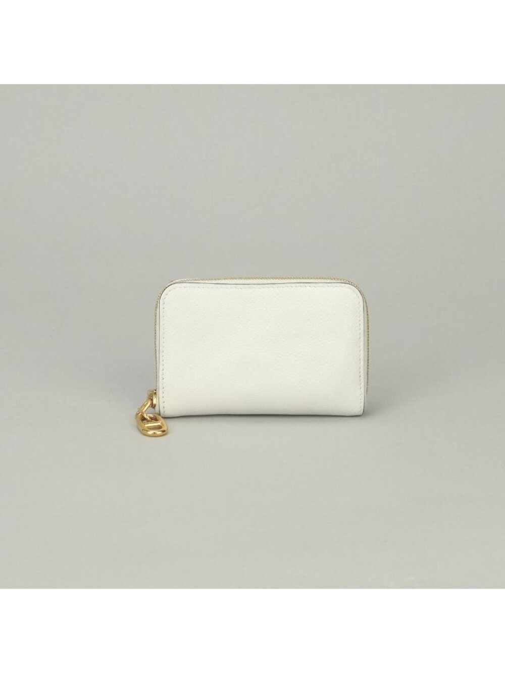 Hermes Zipengo Wallet Coin Purse Cles Craie White Gold Compact Chaine D'ancre